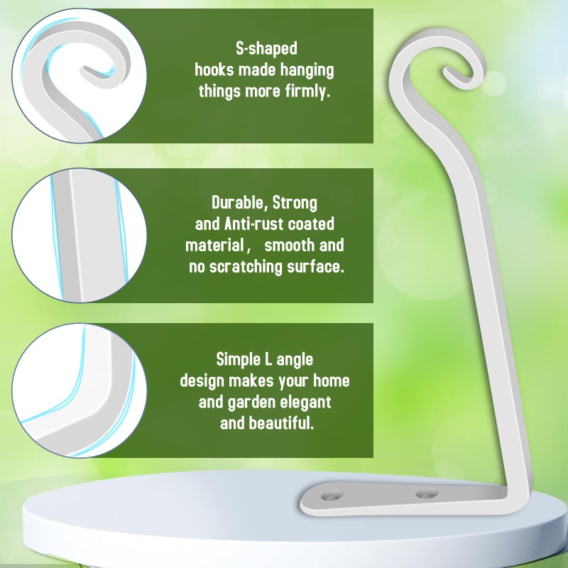 FEED GARDEN Hanging Plant Bracket 10 Inch 2 Pack, Hand-Forged Plant Hanger for Hanging Bird Feeders, Wind Chimes, Flower Baskets, Lanterns, Indoor/Outdoor Use, White - Image 3